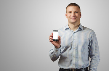 Young business man on a white background