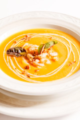 pumpkin soup with shrimps