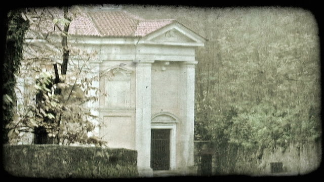 Secluded Building. Vintage stylized video clip.