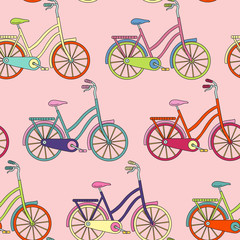 Fototapeta na wymiar Vector seamless pattern with bicycle. Can be used for desktop wallpaper or frame for a wall hanging or poster,for pattern fills, surface textures, web page backgrounds, textile and more.