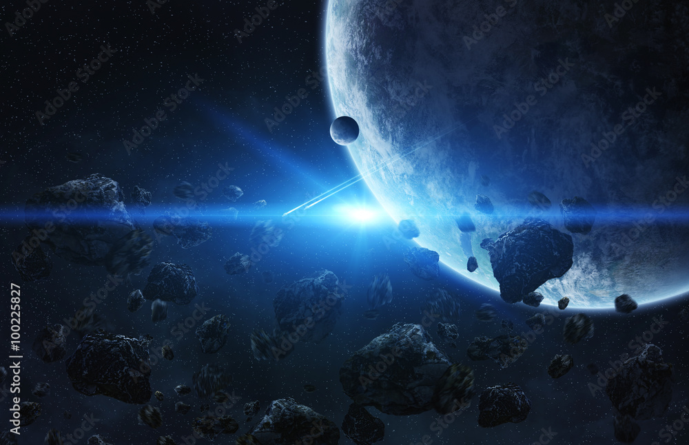Poster meteorite impact on a planet in space