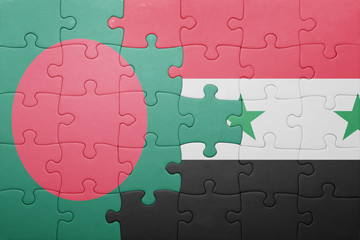 puzzle with the national flag of bangladesh and syria