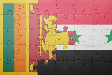 puzzle with the national flag of sri lanka and syria