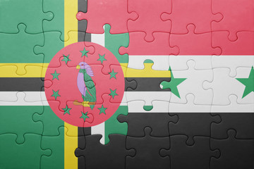 puzzle with the national flag of dominica and syria