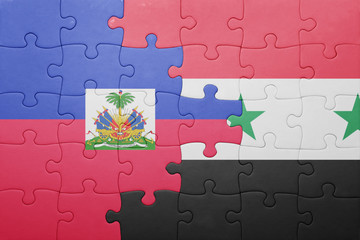 puzzle with the national flag of haiti and syria