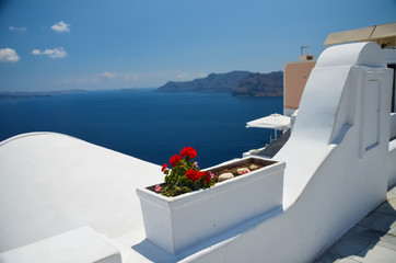 Obraz premium dreamlike trip to the island of Santorini July 17, 2014: At this time the beautiful weather and landscapes