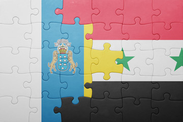 puzzle with the national flag of canary islands and syria