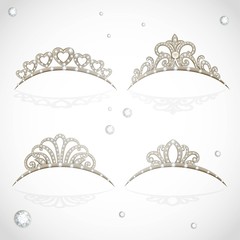 Elegant shiny tiara with precious stones isolated on white backg © Azuzl