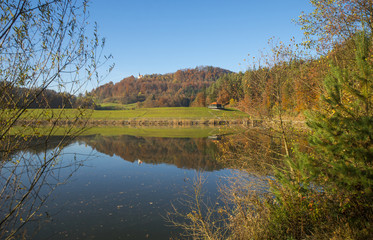 Fototapeta na wymiar Gradisko lake, Lukovica, Slovenia