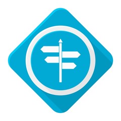 Fototapeta premium Blue icon signpost with long shadow