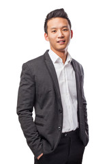 young handsome asian business man standing