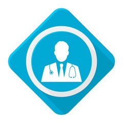 Blue icon doctor with long shadow