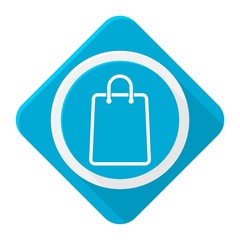 Blue icon shopping bag with long shadow