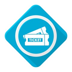 Blue icon ticket with long shadow