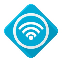Blue icon wifi with long shadow