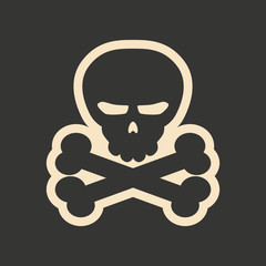 Flat in black and white mobile application skull bones