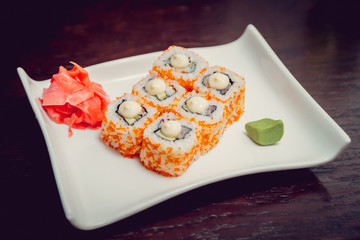 Sushi on a white plate