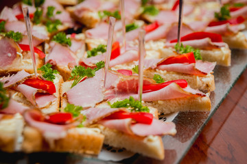 Sandwiches on a large plate.
