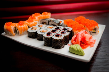 Sushi on a white plate