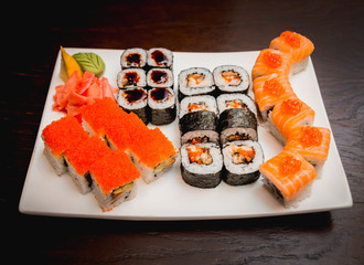 Sushi on a white plate