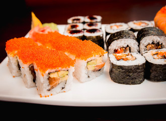Sushi on a white plate