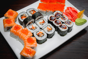 Sushi on a white plate