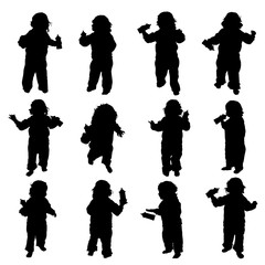 child with baby bottle vector in black