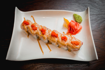 Sushi on a white plate