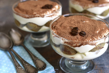 Delicious italian dessert tiramisu.