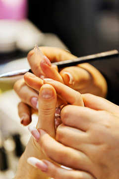Woman in a nail salon
