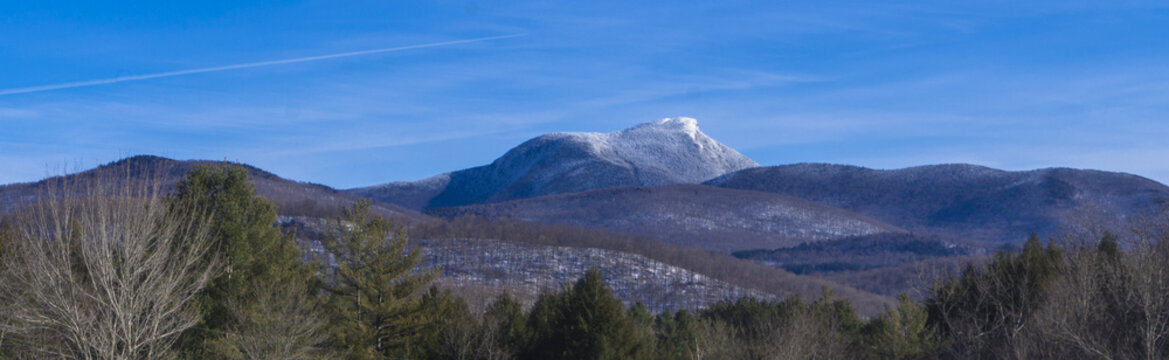 Snow Covered Camel's Hump Mountain In Vermont Landscape
