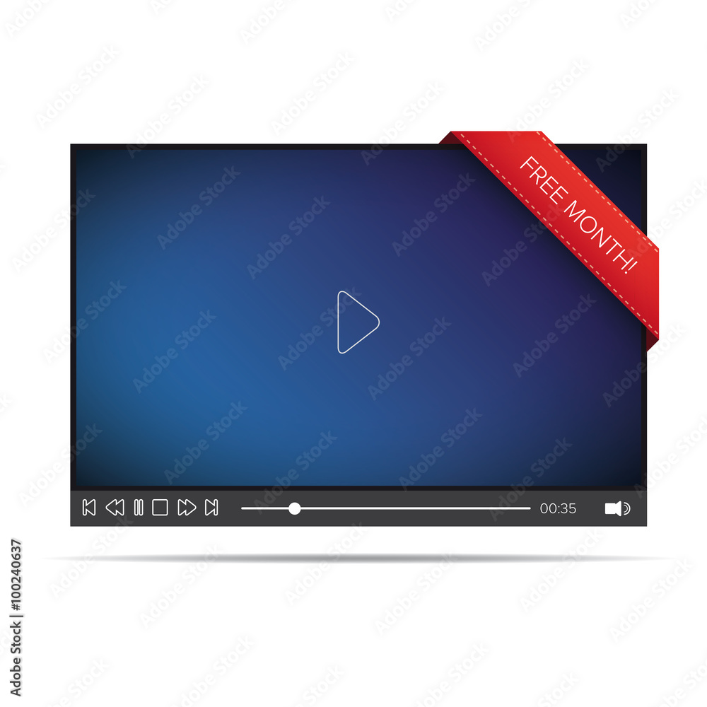 Poster flat video player for web and mobile apps with free month notifi