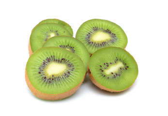Fototapeta premium Fresh kiwi fruit slices in stack isolated on the white background