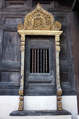wooden window of Thai temple