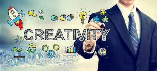 Creativity concept with businessman