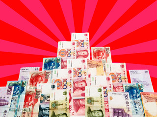 China, Macao and hong kong money bills