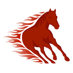 running horse in flames