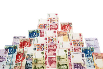 China, Macao and hong kong money bills