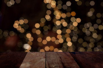 abstract background bokeh hexagonal blur. Wood floor space Background blur bokeh gold.
