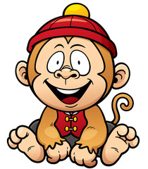 Obraz premium Vector illustration of cartoon monkey