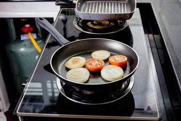 grilled onion and tomato