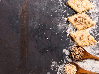 baking snack with sesame and sunflower seeds