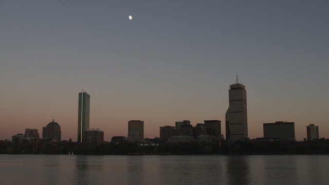 Boston skyline at night.
