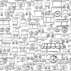 Seamless sketch vector pattern for street trade