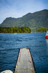 Naklejka premium Empty Boat or Float Plane Dock in the Mountains