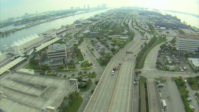 Aerial shot of a business district in Miami.
