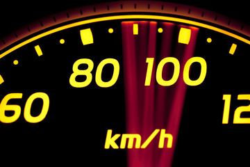 Close up of car speed meter