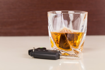 Car keys and alcoholic drink