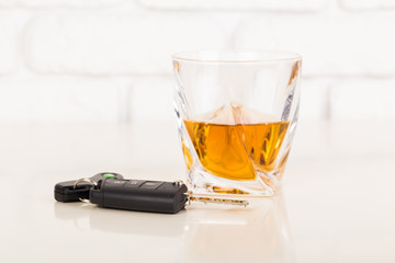 Car keys and alcoholic drink
