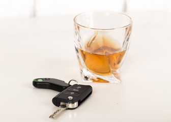 Car keys and alcoholic drink
